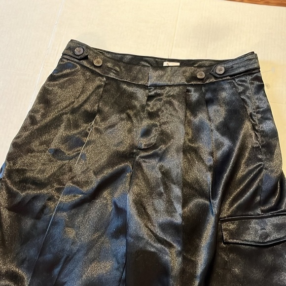 New-a new day-6-black-high-rise, satin, pleated, wide leg, slouchy, cargo pants. - Picture 5 of 15